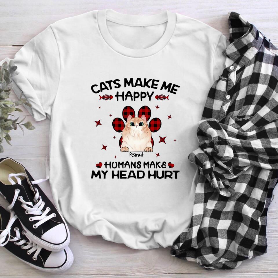 Personalized Cats Make Me Happy NI0703002XR T-Shirt