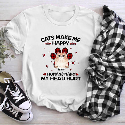 Personalized Cats Make Me Happy NI0703002XR T-Shirt