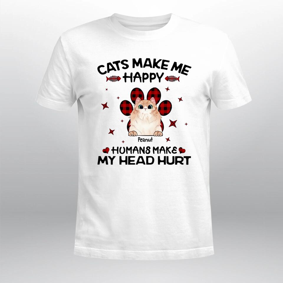 Personalized Cats Make Me Happy NI0703002XR T-Shirt