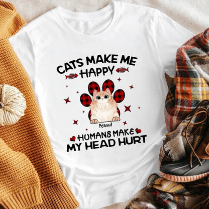 Personalized Cats Make Me Happy NI0703002XR T-Shirt