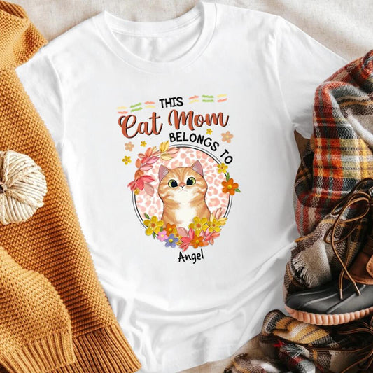 Personalized The Cat Mom Belongs To NI0703003XR T-Shirt