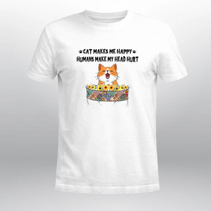 Personalized Cats Make Me Happy Flower XR0703003XY T-Shirt