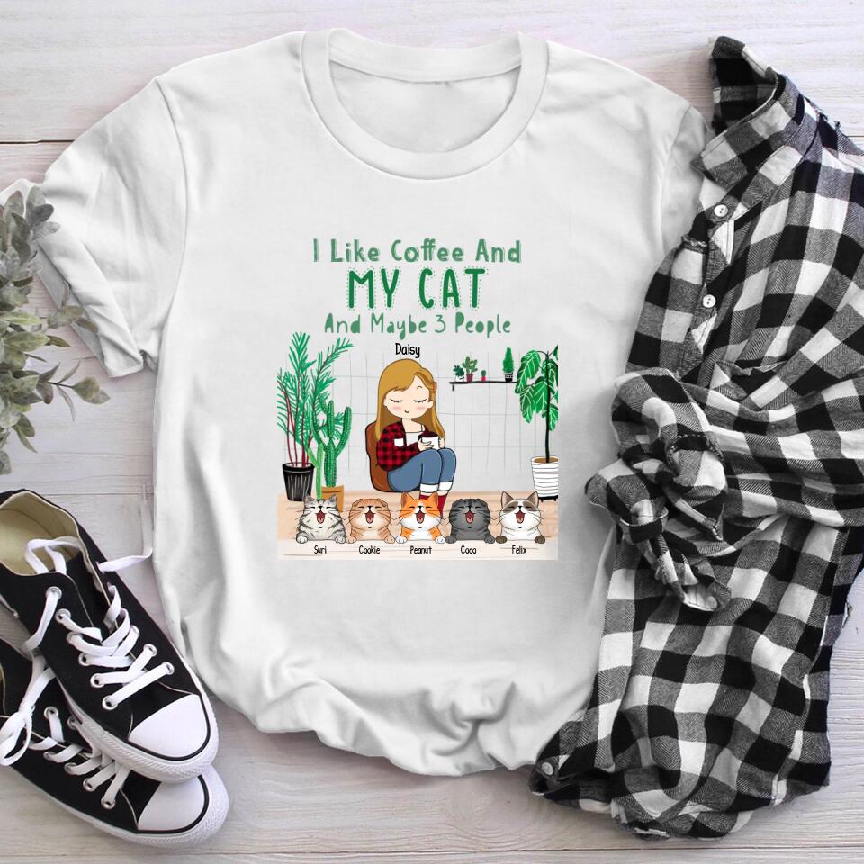 Personalized I Like Coffee And My Cats And Maybe 3 People XR0903006XY T-Shirt