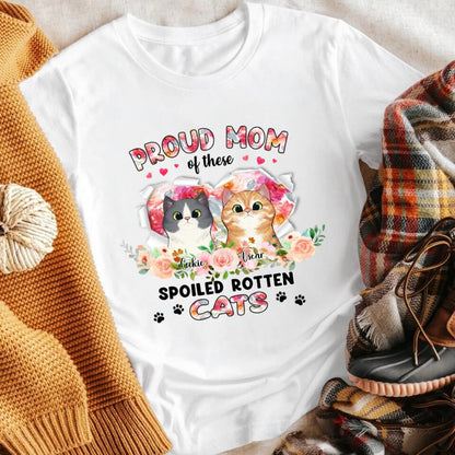 Personalized Proud Mom Of These Spoiled Rotten Cats NI1003003XR T-Shirt