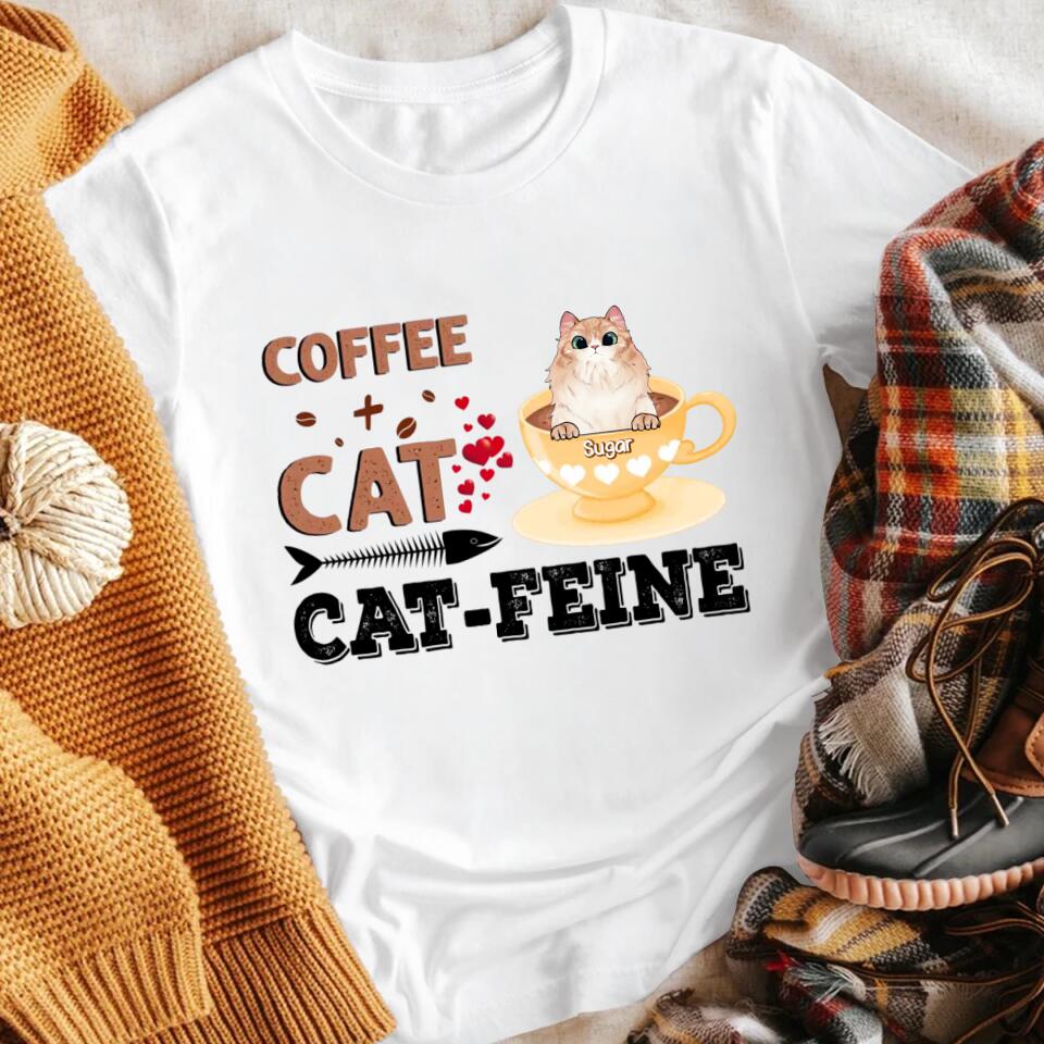 Personalized Cat Plus Coffee Is Cat-feine NI1003005XR T-Shirt