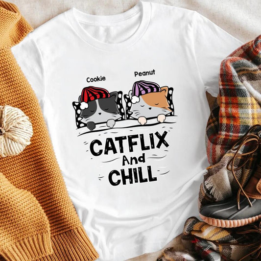 Personalized Catflix And Chill Funny XR1303001YS T-Shirt