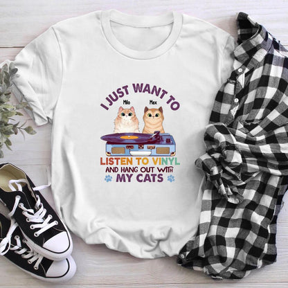 Personalized I Just Want To Listen To Vinyl And Hang Out With My Cats XR1403001XY T-Shirt