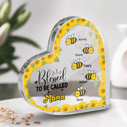 Personalized Blessed To Be Called Mama Bee NI1503002XR Heart Acrylic Plaque