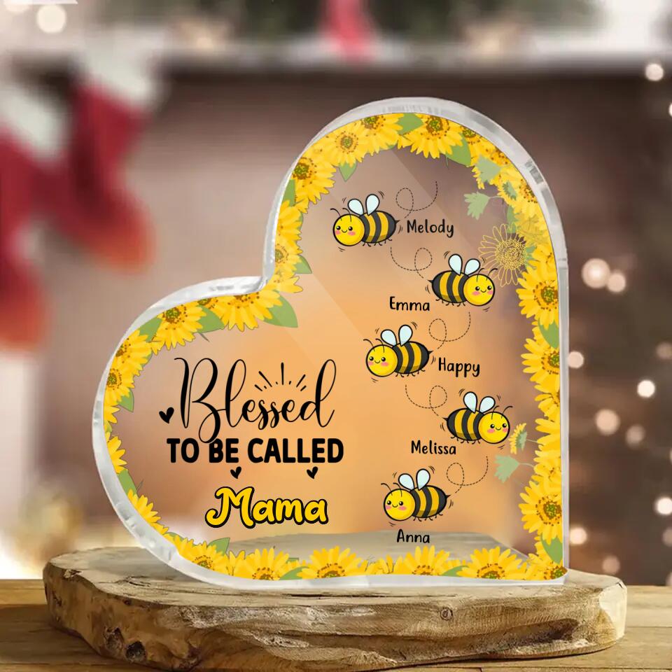 Personalized Blessed To Be Called Mama Bee NI1503002XR Heart Acrylic Plaque