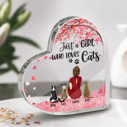 Personalized Just A Girl Who Loves Cats NI1603001YR Heart Acrylic Plaque