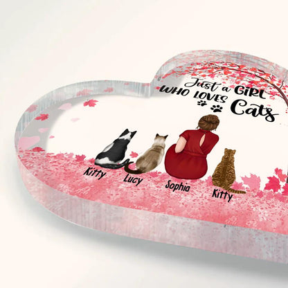 Personalized Just A Girl Who Loves Cats NI1603001YR Heart Acrylic Plaque