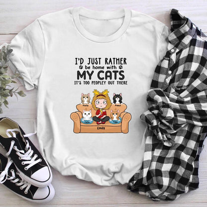 Personalized I'd Just Rather Be Home With My Cats XR0703005YS T-Shirt