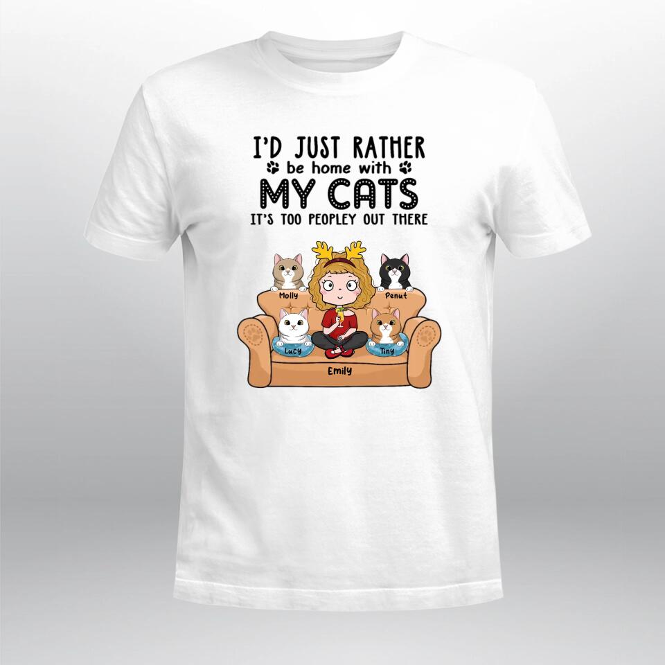 Personalized I'd Just Rather Be Home With My Cats XR0703005YS T-Shirt