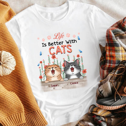 Personalized Life Is Better With Cats NI1703002XR T-Shirt