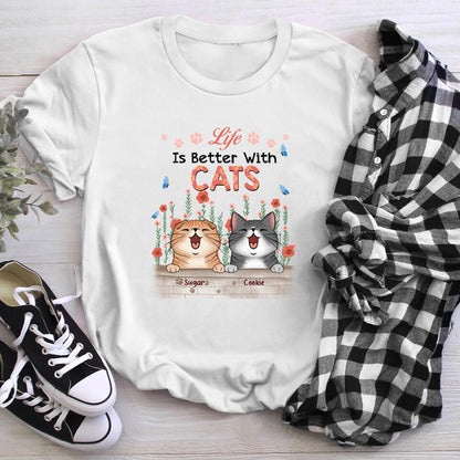 Personalized Life Is Better With Cats NI1703002XR T-Shirt