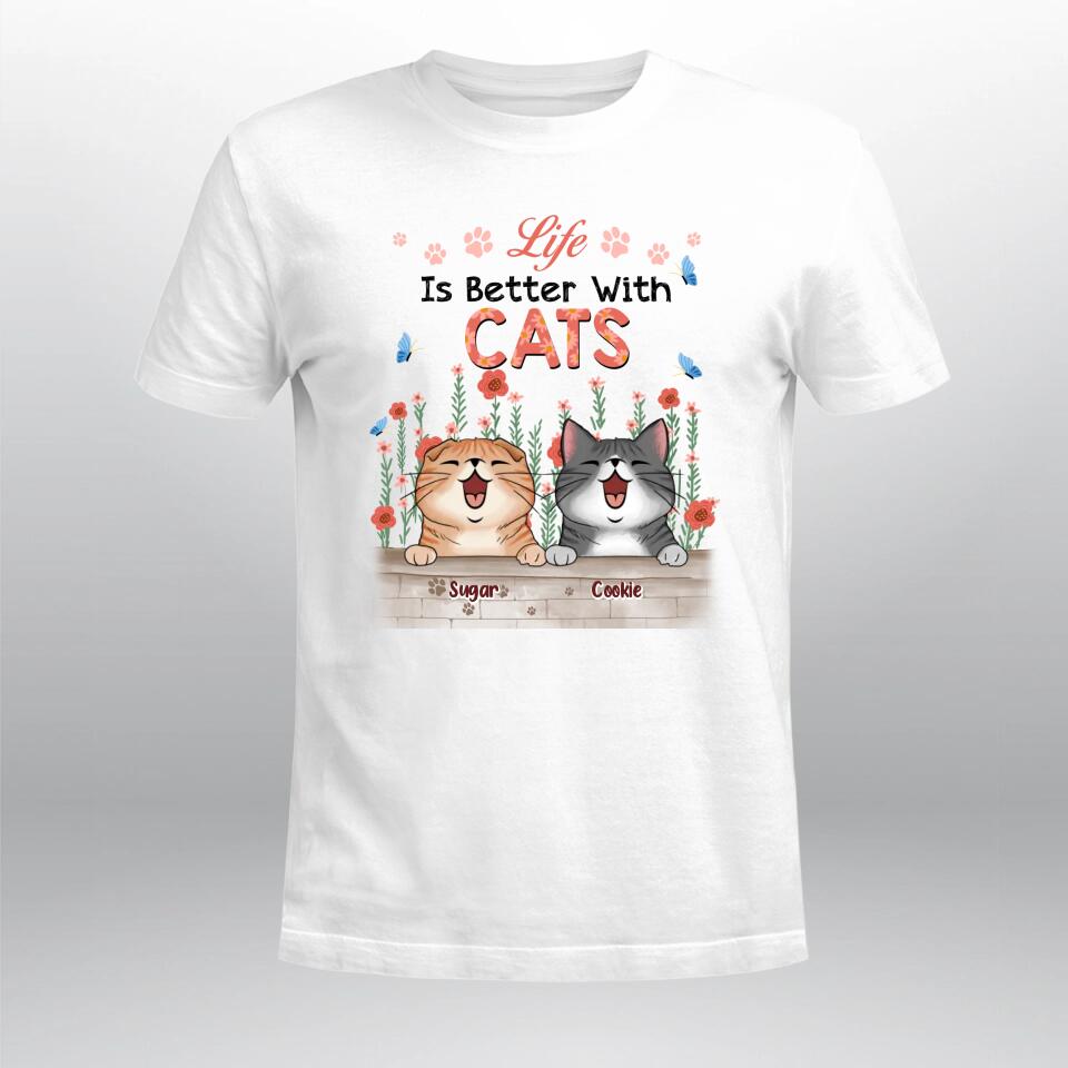 Personalized Life Is Better With Cats NI1703002XR T-Shirt