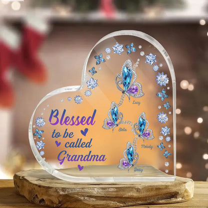 Personalized Blessed To Be Called Grandma Butterfly NI1703005XR Heart Acrylic Plaque