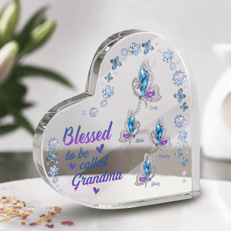 Personalized Blessed To Be Called Grandma Butterfly NI1703005XR Heart Acrylic Plaque