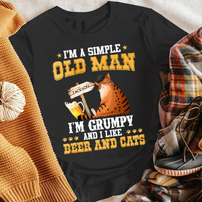 Personalized I'm Grumpy And I Like Beer And Cats T-Shirt