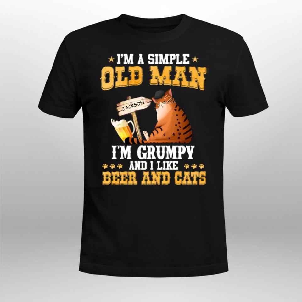 Personalized I'm Grumpy And I Like Beer And Cats T-Shirt