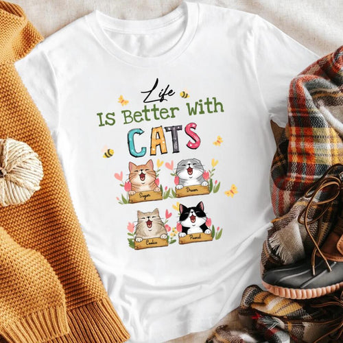 Personalized Life Is Better With Cats NI2003001XR T-Shirt