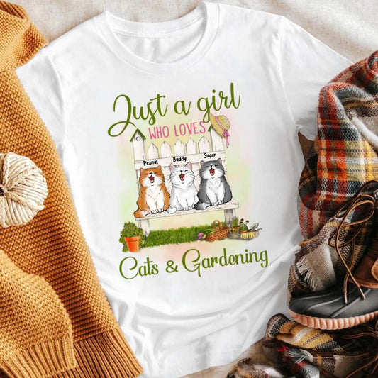 Personalized Just A Girl Who Loves Cats And Gardening NI2003003XR T-Shirt