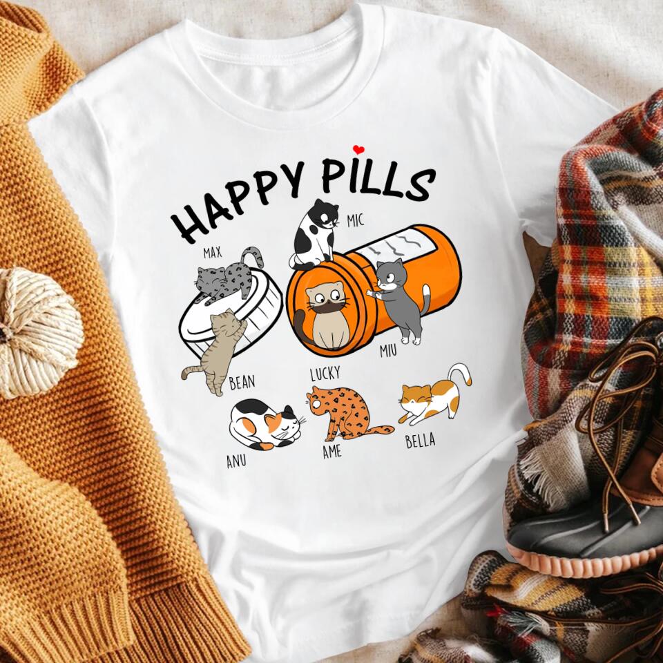 Personalized Happy Pills Cats YR2003003XC T-Shirt