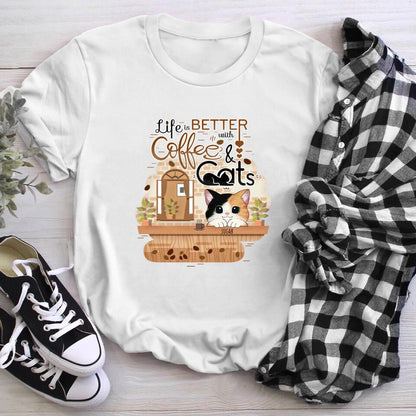 Personalized Life Is Better With Cats & Coffee XR1003003YS T-Shirt