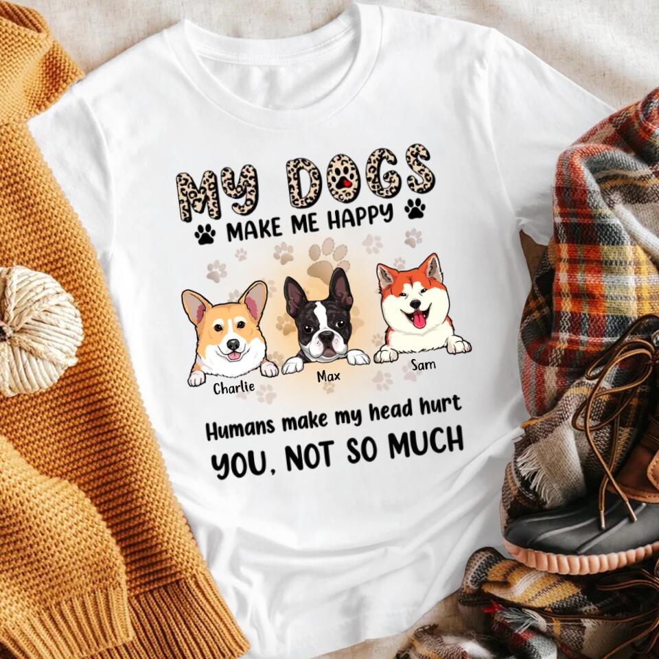 Personalized My Dogs Make Me Happy NI2003004XR T-Shirt