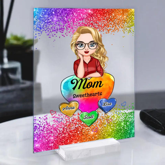 Personalized Mom Colorful Hearts XR1503002XY Acrylic Plaque With Stand