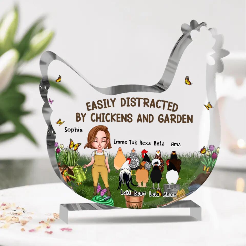 Personalized Easily Distracted By Chicken And Garden NI2103006YR Chicken Acrylic Plaque