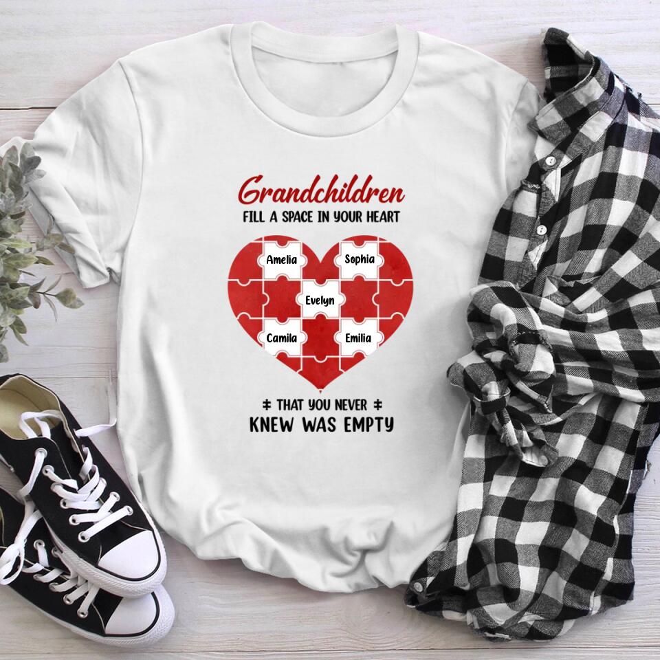 Personalized Grandchildren Fill Spaces In Grandma Heart XR2003003XY T-Shirt