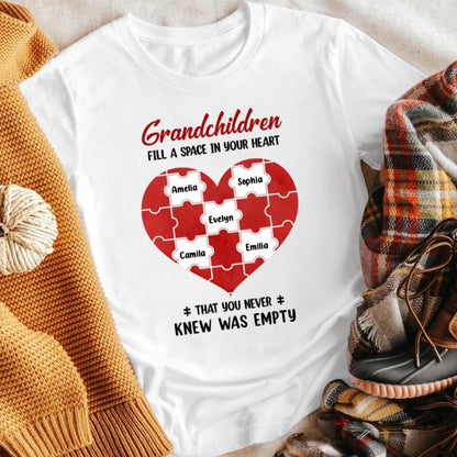 Personalized Grandchildren Fill Spaces In Grandma Heart XR2003003XY T-Shirt