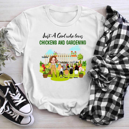 Personalized Just A Girl Who Loves Chickens And Gardening NI2203001YR T-Shirt