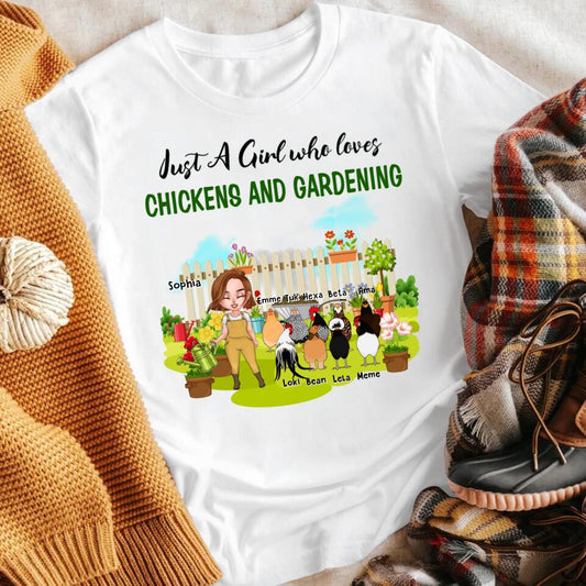 Personalized Just A Girl Who Loves Chickens And Gardening NI2203001YR T-Shirt