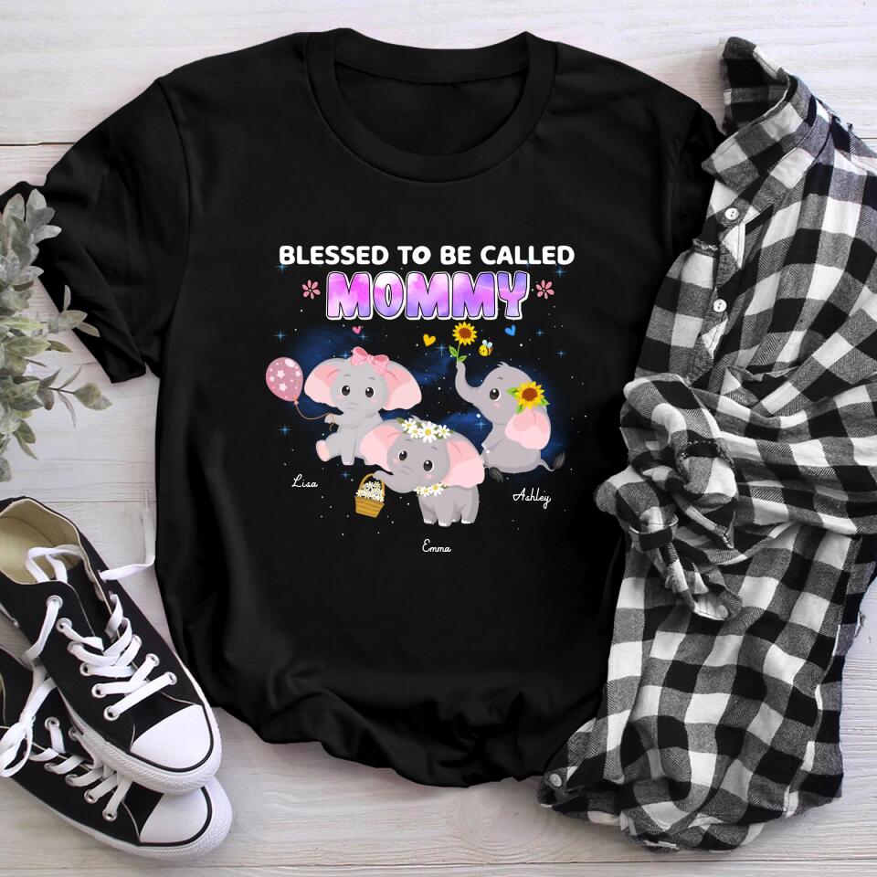 Personalized Blessed To Be Called Mommy Mother Elephants XR2103007YS T-Shirt