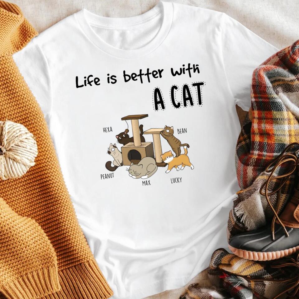 Personalized Life Is Better With Cats Playground YR2303002YF T-Shirt