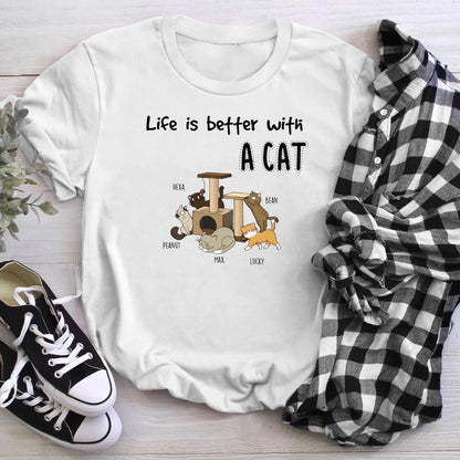 Personalized Life Is Better With Cats Playground YR2303002YF T-Shirt