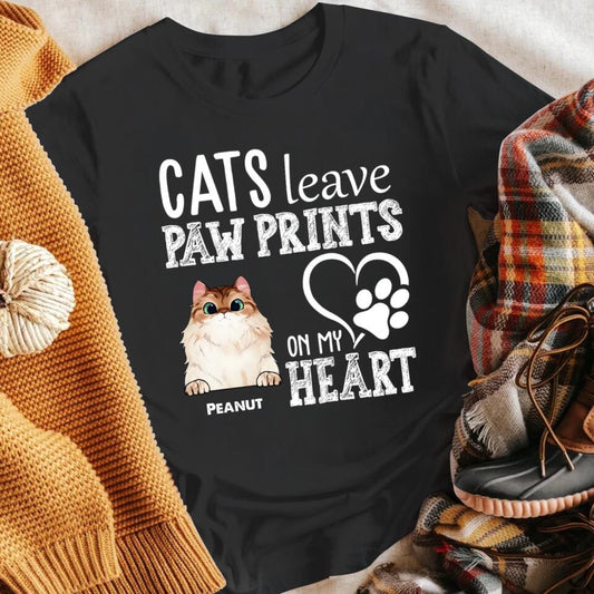 Personalized Cats Leave Paw Prints On My Heart NI2303007XR T-Shirt