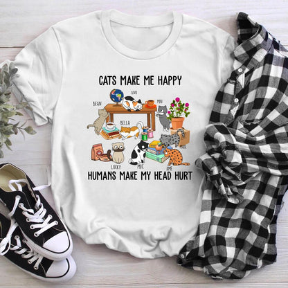 Personalized Cats Make Me Happy YR2303001XC T-Shirt