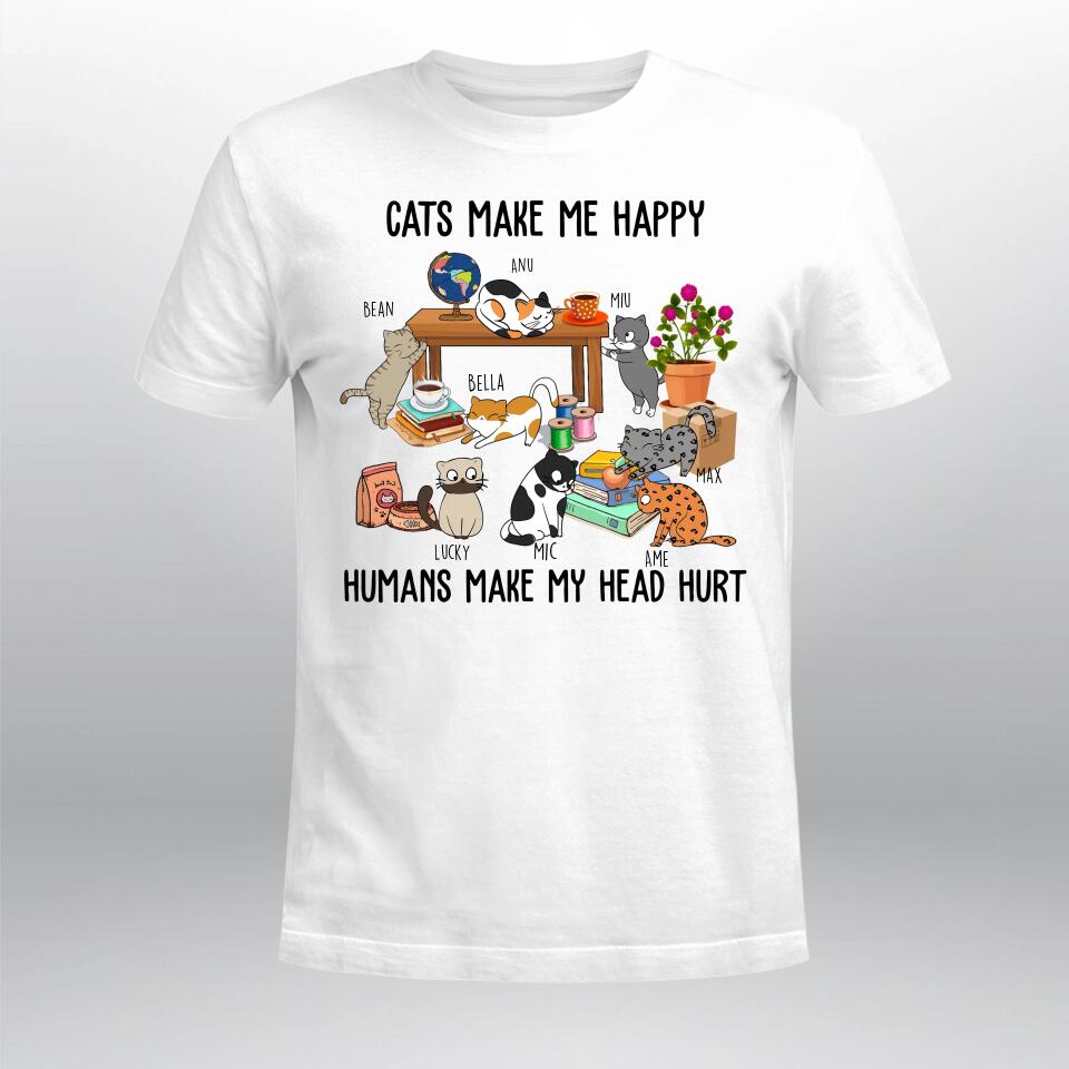 Personalized Cats Make Me Happy YR2303001XC T-Shirt