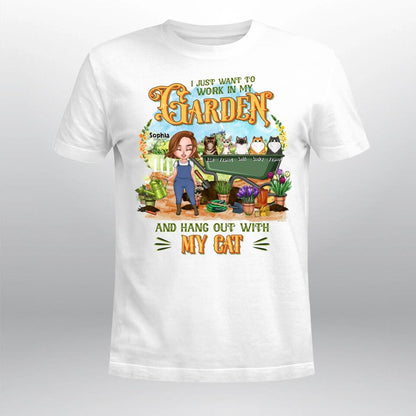 Personalized I Just Want To Work In My Garden And Hang Out With My Cats YR2303002XC T-Shirt