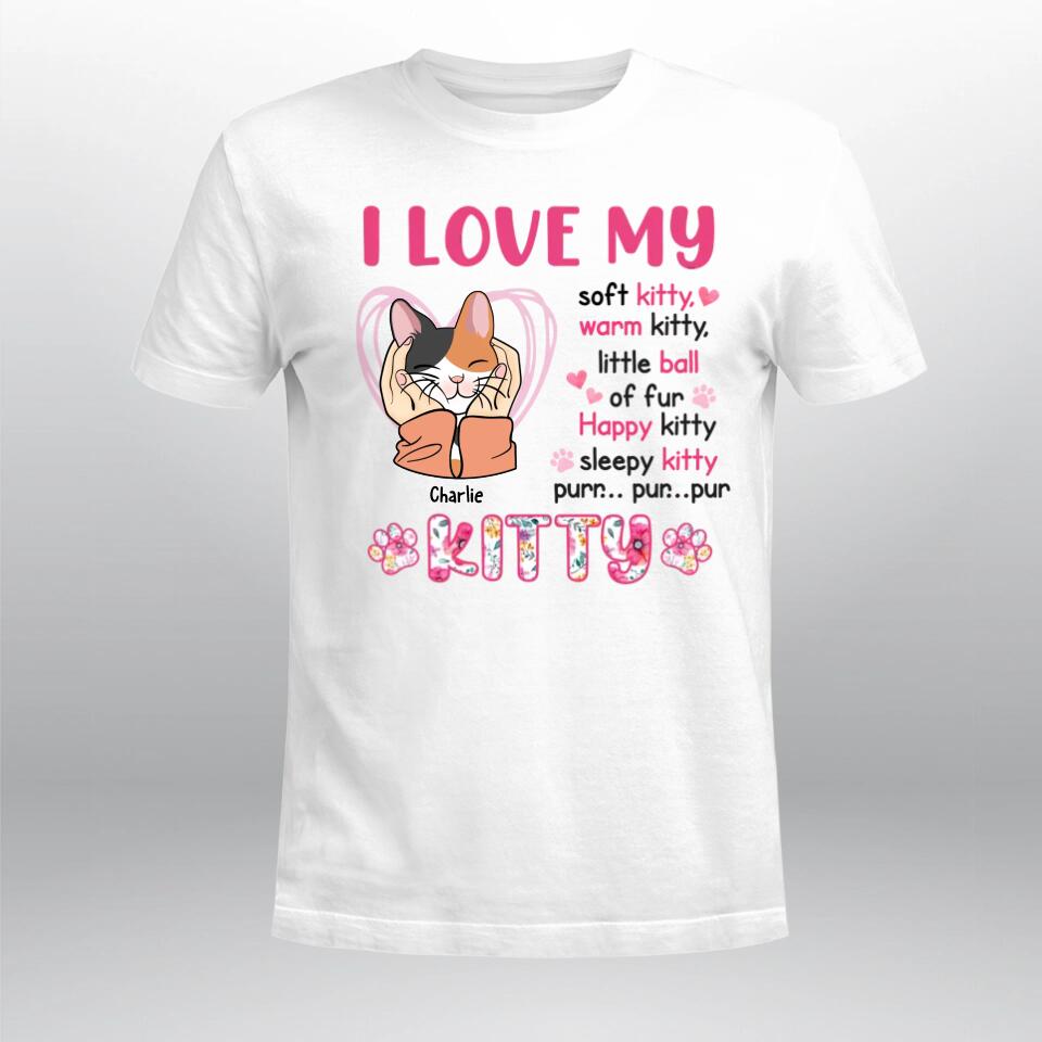 Personalized I Love My Cat  T-Shirt