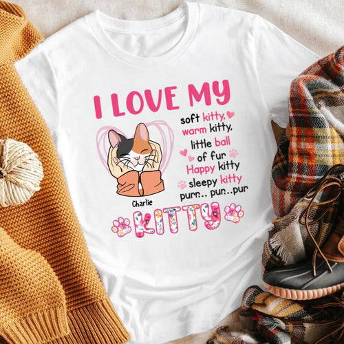 Personalized I Love My Cat  T-Shirt