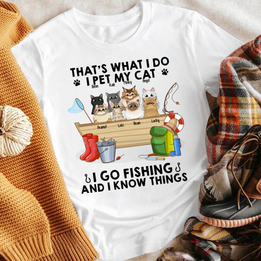 Personalized That's What I Do I Pet My Cats I Go Fishing YR2403001XC T-Shirt