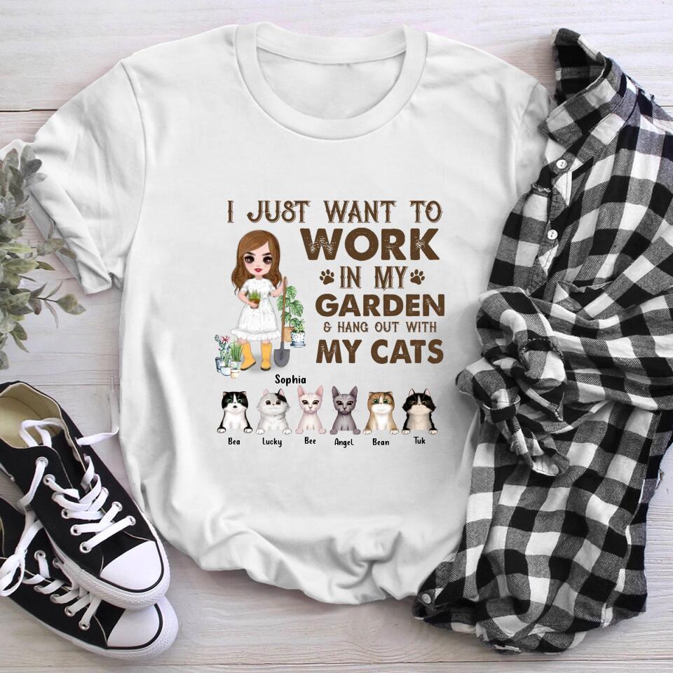 Personalized I Just Want To Work In My Garden and Hang Out With My Cats YR2403002XC T-Shirt