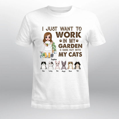 Personalized I Just Want To Work In My Garden and Hang Out With My Cats YR2403002XC T-Shirt