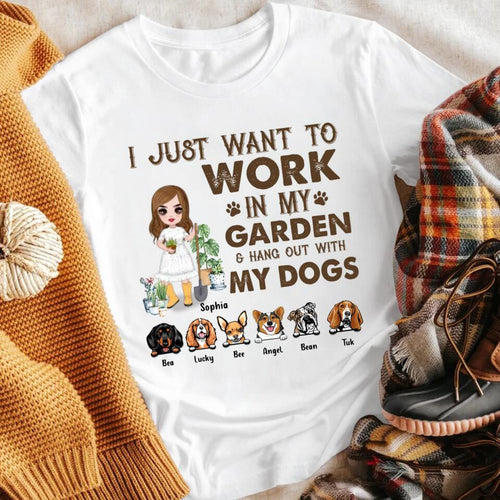 Personalized I Just Want To Work In My Garden and Hang Out With My Dog YR2403004XC T-Shirt