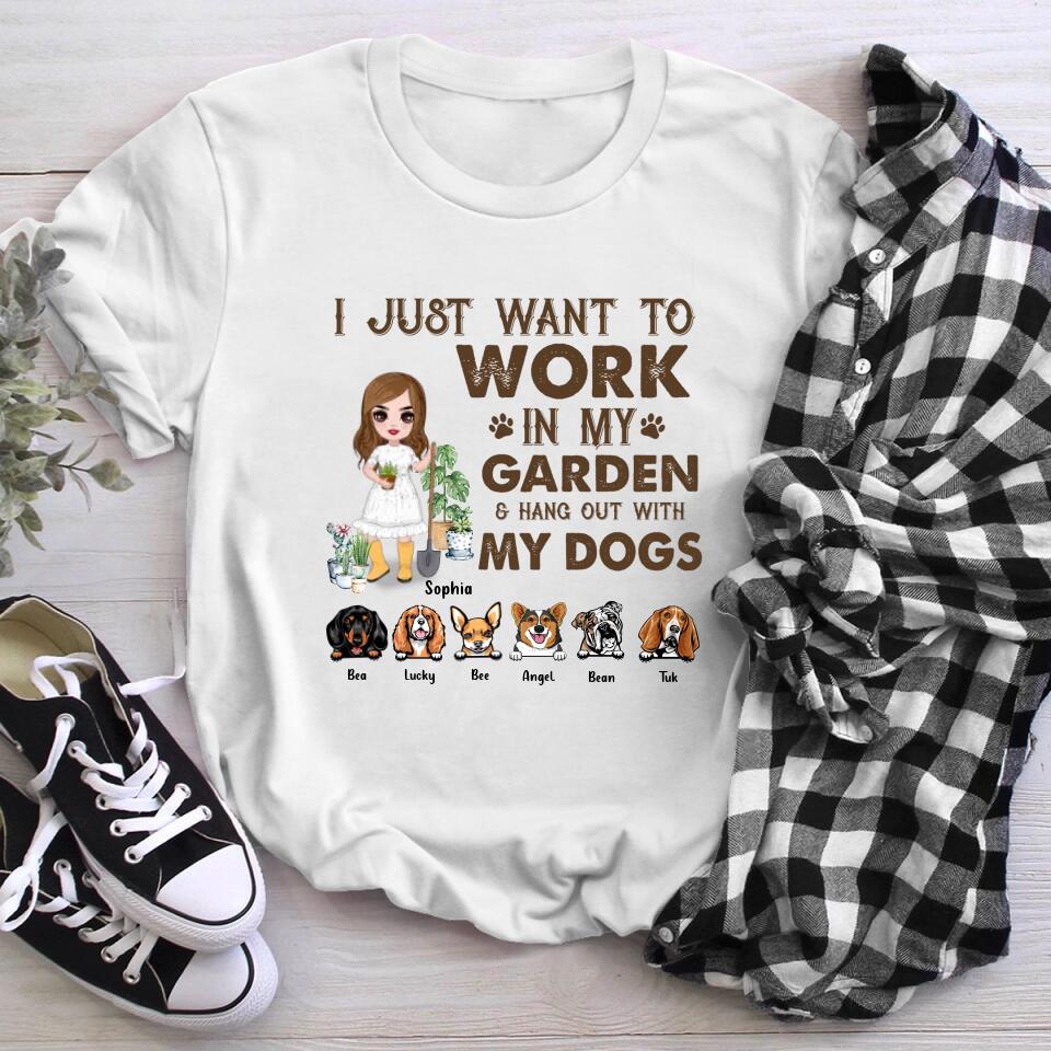 Personalized I Just Want To Work In My Garden and Hang Out With My Dog YR2403004XC T-Shirt