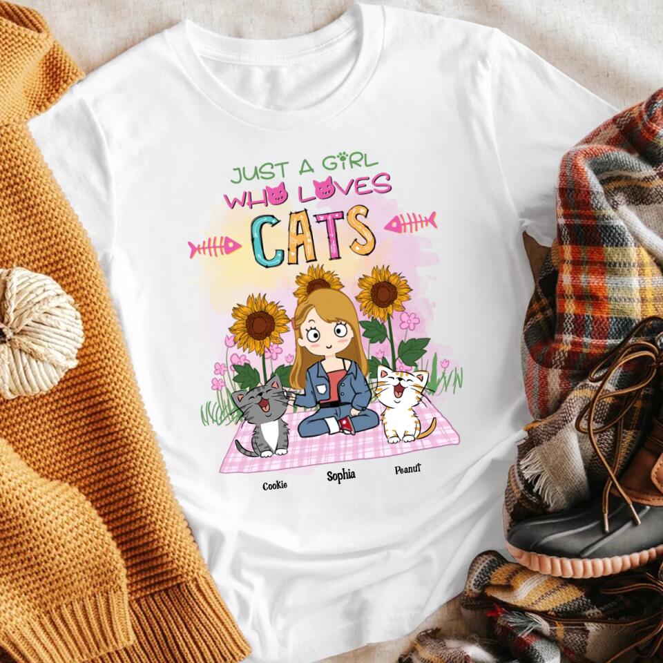 Personalized Just A Girl Who Loves Cats XR2703001XY T-Shirt